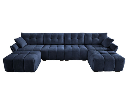 Sofa Set With Ottoman And Pillows, Textured, High Resilience Cushions