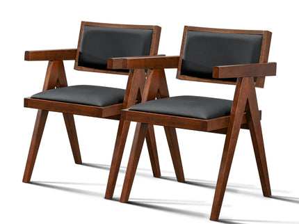 Athena - Dining Chair (Set of 2) - Black / Brown