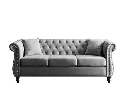 Chesterfield Sofa With Rolled Arms And Nailhead Trim