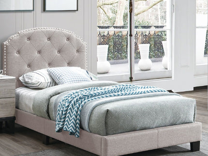 Button Tufted Bed With Nailhead Trim