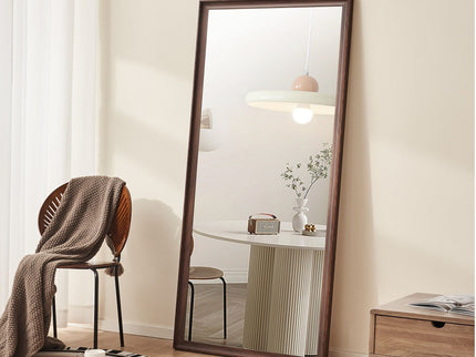 Vintage Full Length Mirror Wall Mounted With Faux Wooden Frame - Brown