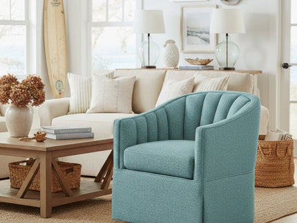 Solitude - Skirted Swivel Accent Chair With Hemp Like