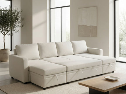 Extra Wide U - Shape Convertible Sleeper Sofa Bed With Dual Storage Ottoman