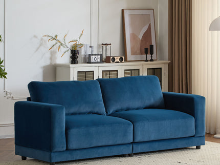 Modern Square Arm Sofa With Soft Fabric Upholstery, Deep Cushions