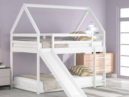 House Shape Bunk Bed With Slide And Ladder