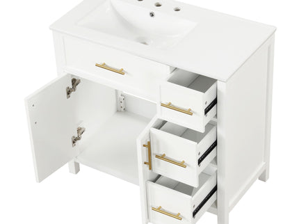 Modern Bathroom Vanity With Sink Top, 2 Doors And 3 Drawers