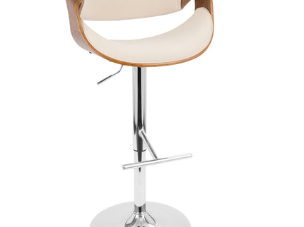 Curvo - Mid Century Modern Adjustable Barstool With Swivel With Straight T Footrest