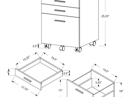 File Cabinet Rolling Mobile Storage Drawers Printer Stand For Office