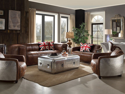 Brancaster - Top Grain Leather Living Room Set - Brown