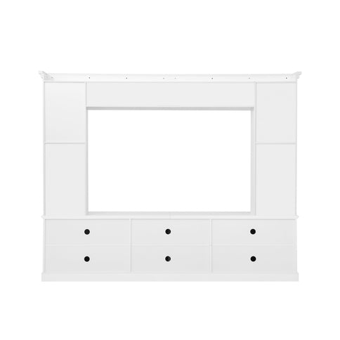 TV Stand With Bookcase, Storage Cabinet With 3 Adjustable Shelves, Living Room Entertainment Center - White