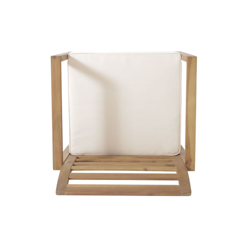 Outdoor Acacia Wood Club Chairs, 2 Pieces Set - Natural Stained / White
