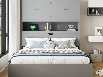 Platform Bed With USB, Storage Headboard & Drawers