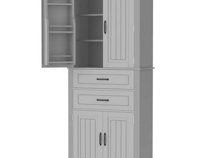 Multi Functional Storage Cabinet With Adjustable Shelves, 2 Drawers, Door Shelves