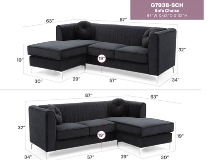 Delray - Micro Suede Sofa Chaise