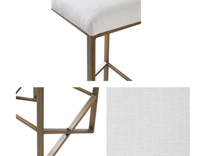 Backless Upholstered Counter Stool With Padded Seat - Ivory / Bronze