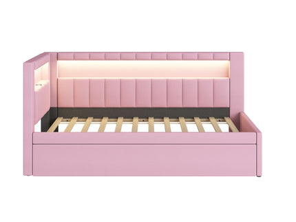 Upholstered Platform Bed With USB Ports And LED Belt