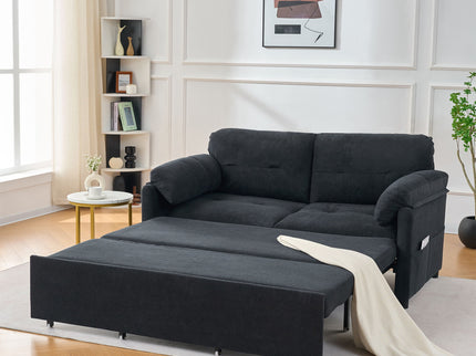 Convertible Pull Out Sofa Bed Queen Size, 3 In 1 With Side Storage