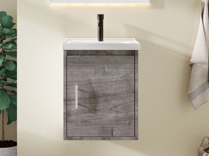 Floating Bathroom Vanity Combo, Wall Mounted Cabinet With Sink & Soft Close Doors For Small Bathrooms