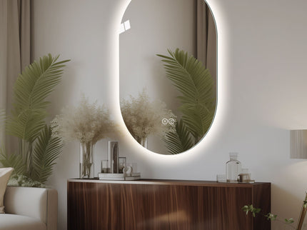 Smart Wall Mounted LED Touch Screen Mirror With Anti-Fog Function And Adjustable Lighting