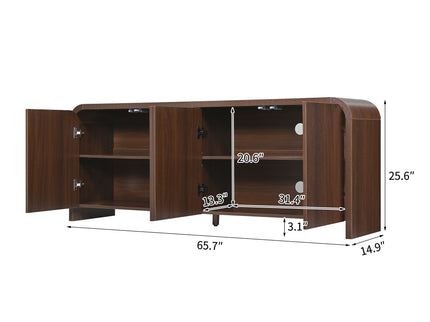 Curved Edge TV Stand With Large Cabinets