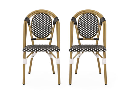 Outdoor Rattan And Aluminum French Bistro Chair Set