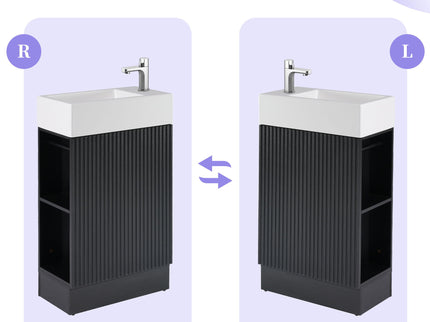Modern Bathroom Vanity With Sink And 2 Tier Shelf