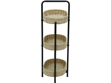 Modern 3 Tier Handwoven Side Table With Oval Organizer