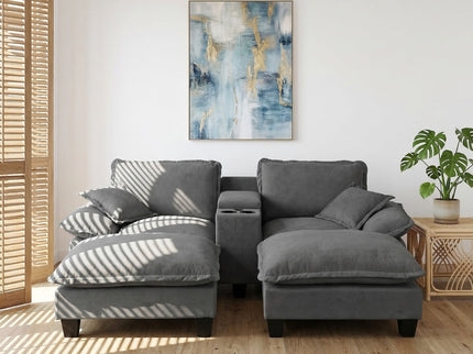 Modular Cloud Couch Sofa With Cup Holders & Storage, USB Port
