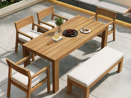 Outdoor Dining Set Rectangular Table With Umbrella Hole