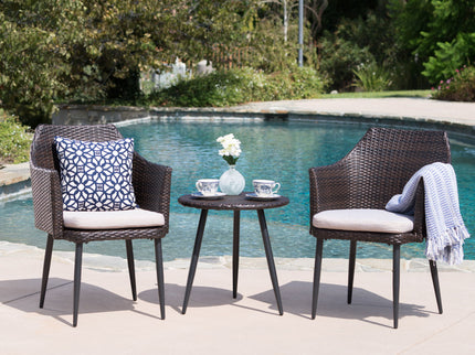 Kenneth - 3 Pieces Chat Set Outdoor Furniture - Brown Multi