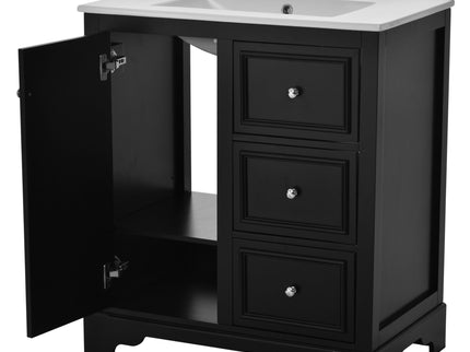 Bathroom Vanity With Sink, Modern Elegant Bathroom Storage Cabinet With 3 Drawers And Adjustable Shelves, Freestanding Vanity Set With Mirror Cabinet, Single Sink Bathroom Vanity