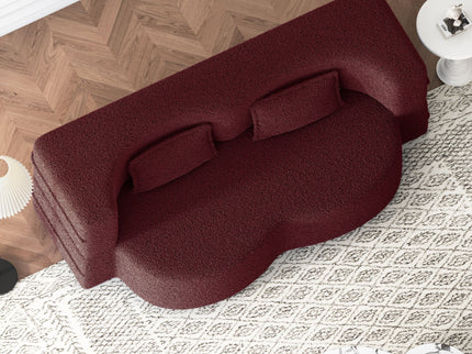 Modern Floor Sofa, With 2 Pillows, Convertible Teddy Fabric Foam Filled Bed