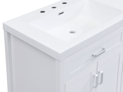 59.1" Minimalist Double Sink Bathroom Vanity With Top, Soft Close Doors & Drawers - White