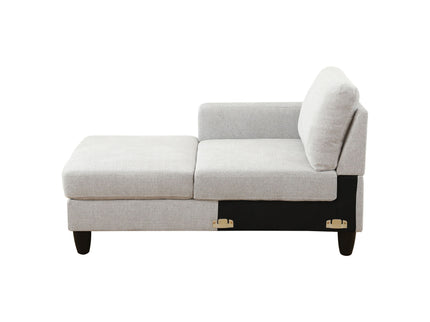 2 Piece L - Shaped Left Chaise Sectional Sofa With Ottoman, Living Room Furniture - White / Gray