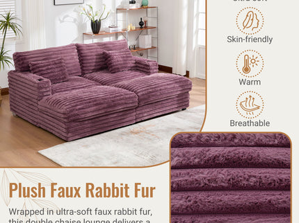 Oversized Double Chaise Lounge Sofa Bed With USB Ports And Cup Holders