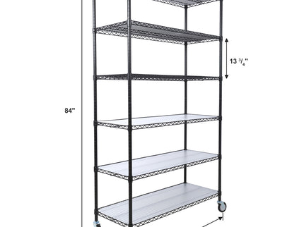 6 Tier 6000Lbs Capacity Nsf Metal Shelf Wire Shelving Unit, Heavy Duty Adjustable Storage Rack With Wheels & Shelf Liners For Commercial Grade Utility Steel Storage Rack