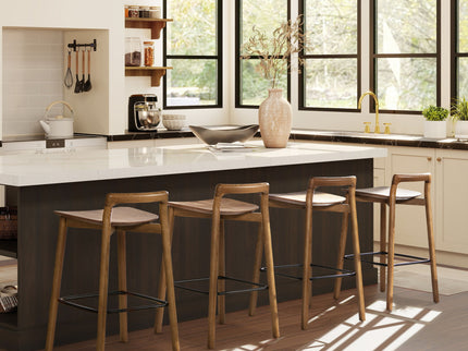 Sven - Modern Minimalist Low Back Counter Stool - Dark Brown Walnut