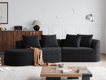 Upholstered Oversized Sectional Sofa, 4 Seater Extra Deep & Wide Seat Curved Cloud Couch With 4 Throw Pillows, Free Combination Living Room - Black