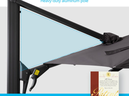 Round Cantilever Patio Umbrella With 360 Rotation & Infinite Tilt Adjustment