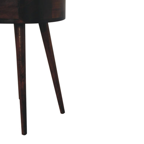 Circular Shaped Bedside Table - Walnut