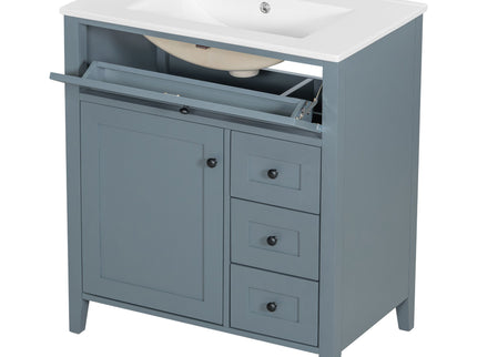 Bathroom Vanity With Sink, 3 Drawers And Adjustable Shelf