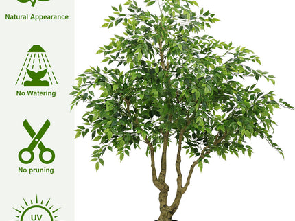 Artificial Banyan Tree With A Trunk And Lifelike Leaves, For Indoor And Outdoor Use - Green