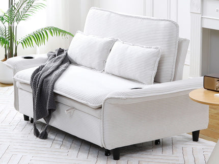 Modern Fabric Multi-Functional Sofa Bed With Adjustable Armrests And Backrests