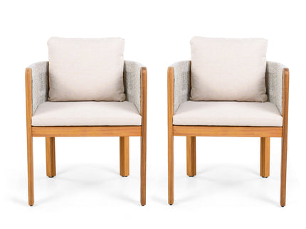 Outdoor Dining Chairs & Rope Handles (Set of 2) - Beige / Teak