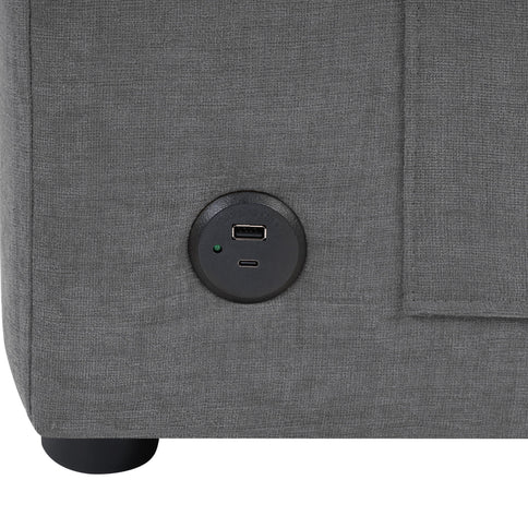 Modern L-Shaped Sectional Sofa With Curved Chaise, USB Ports, And Side Storage Pockets