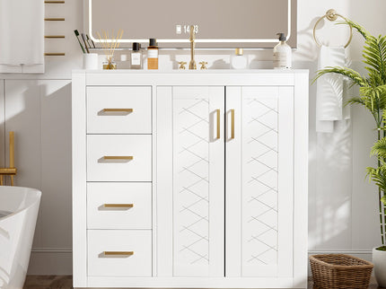 Bathroom Vanity With Sink Combo, Storage Cabinet, Freestanding Set With 3 Drawers & Soft Closing Doors