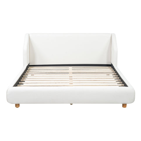 Modern Upholstered Bed Frame With Wingback Headboard