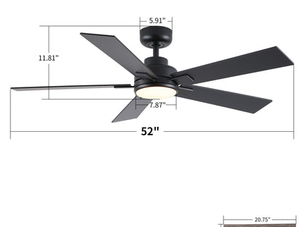 Reversible Motor Integrated LED Dimmable Ceiling Fan With Light