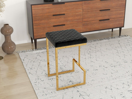 Joel - Upholstered Stool - Black / Gold