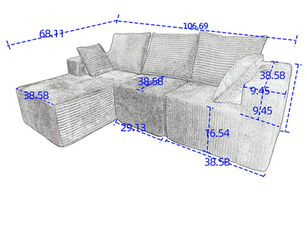 Modular Corner Sofa With Soft Fabric